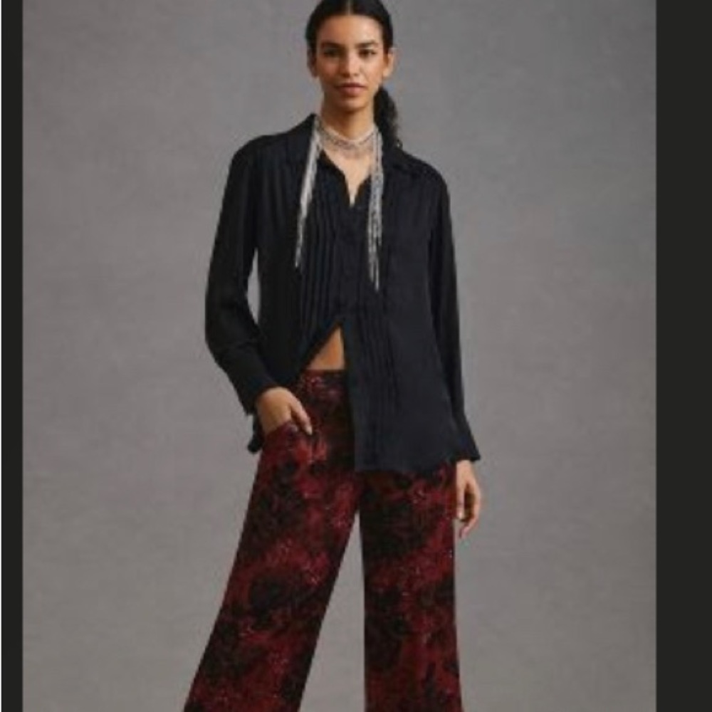 Anthropologie black tuxedo blouse NWT